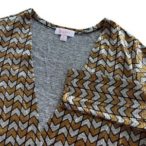Lularoe Womens S Gold & Silver Metallic Chevron Duster Open Front Sarah Cardigan